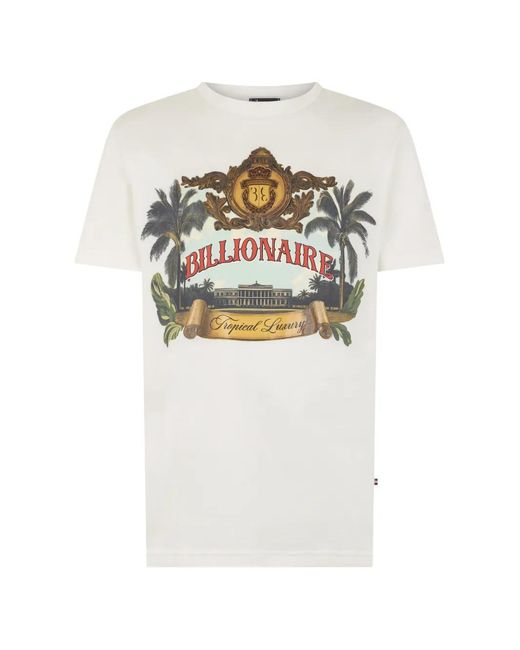 Billionaire White Round-Neck T-Shirt for men