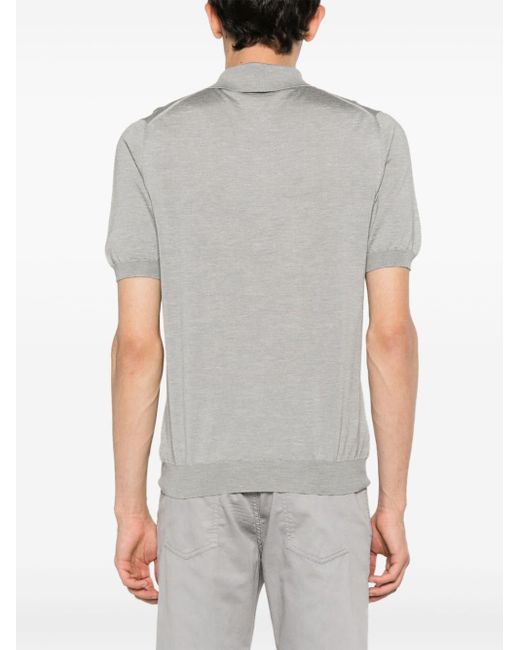 Kiton Gray Slub-texture Polo Shirt for men