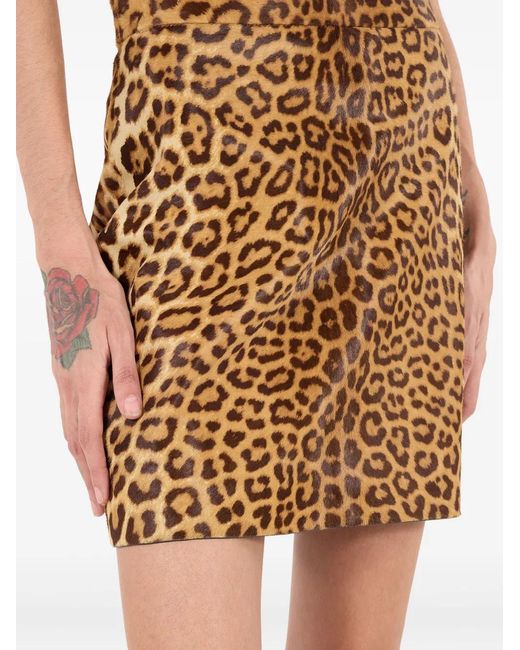 Roberto Cavalli Brown Leopard-Print Mini Skirt