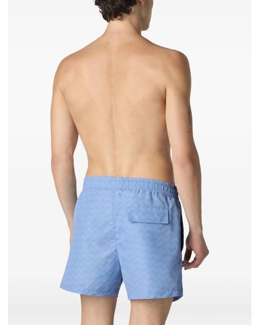 Missoni Blue Drawstring Swim Shorts With Zigzag Pattern for men