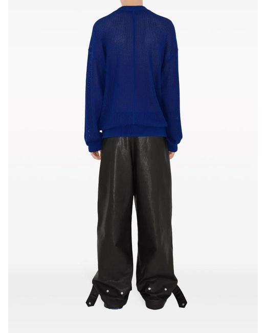 Burberry Blue Equestrian Knight-Appliqué Mesh Jumper for men