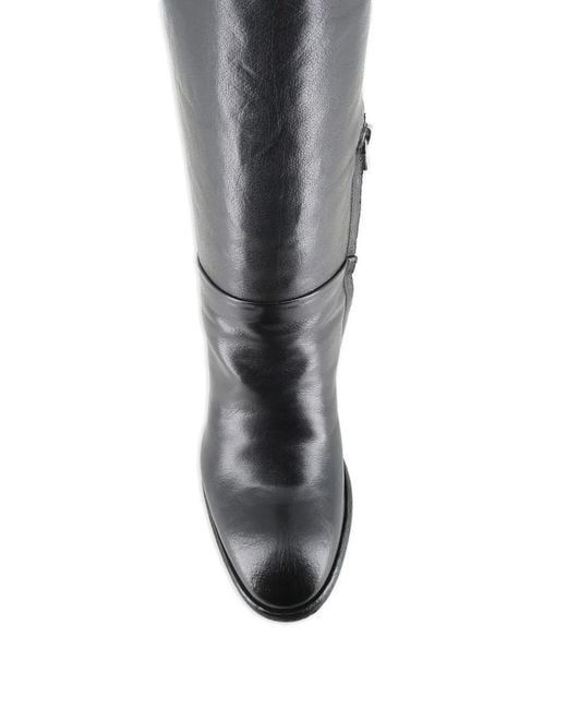 Officine Creative Black Leather Block-Heel Boots