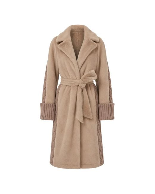Guess Natural Ludovica Cable-Knit Coat