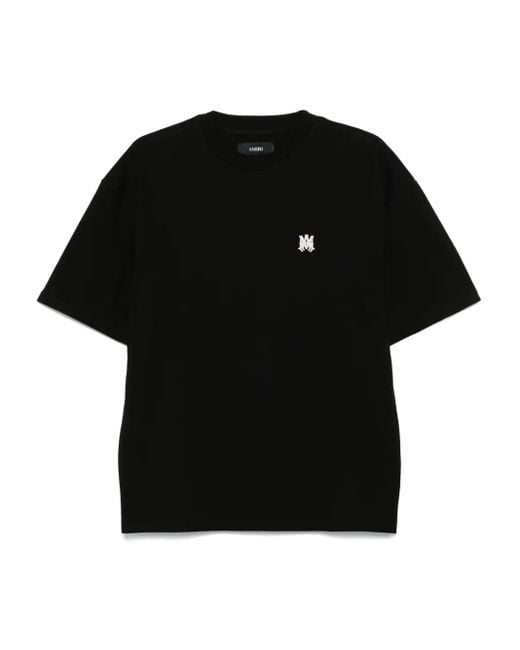 Amiri Black Crew Neck T-Shirt With Chest Embroidery for men