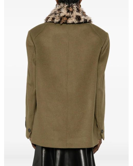 Abrigo Con Cuello De Pelo Artificial MSGM de color Green
