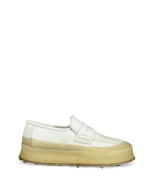 shotof White Platform Leather Loafers