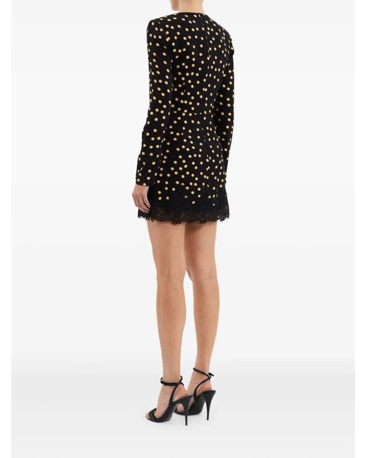 Rebecca Vallance Black Millie Polka-Dot Lace-Trimmed Mini Dress
