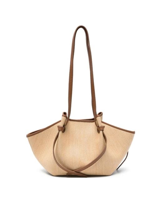Yuzefi Natural Mochi Knotted-Strap Woven Tote Bag