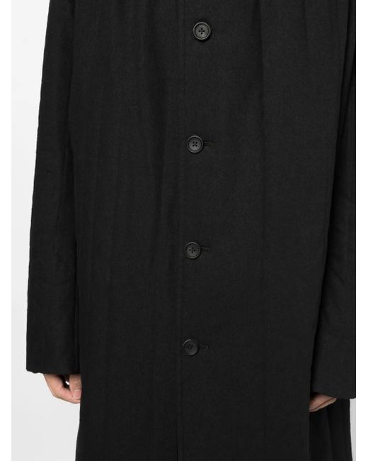 Yohji Yamamoto Black Single-Breasted Drop-Shoulder Coat for men