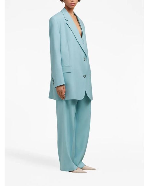 AMI Blue Oversize Single-Breasted Blazer