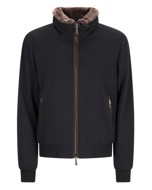 Moorer Black Bellati Fleece-Lined Bomber Jacket for men