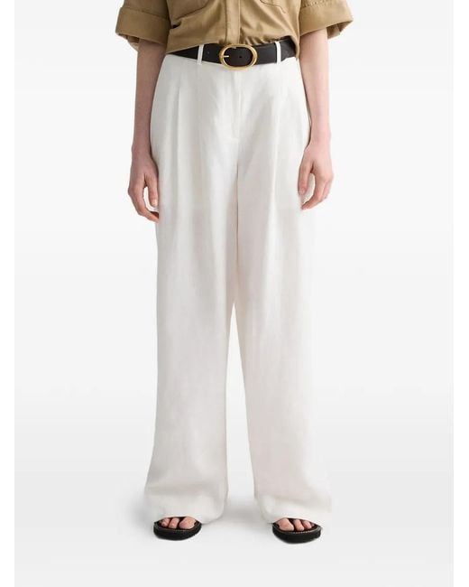 Twp White Avery Pleated Wide-Leg Trousers