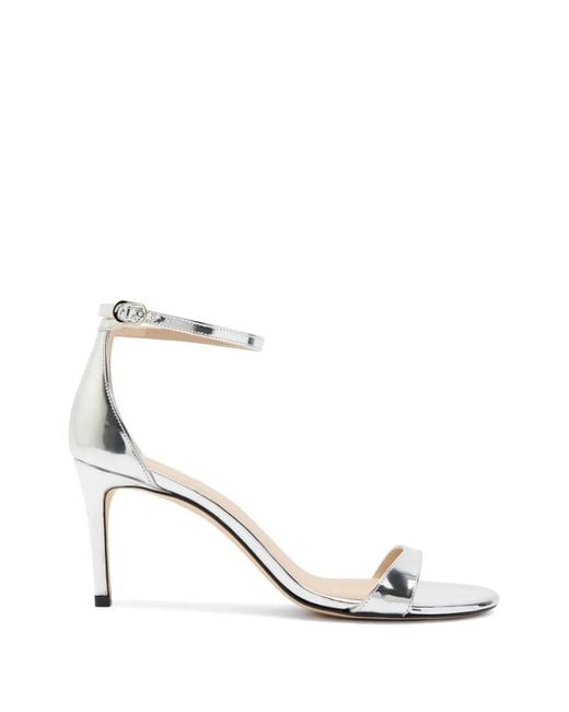 Stuart Weitzman White Nudist Ii Ankle-Strap Sandals