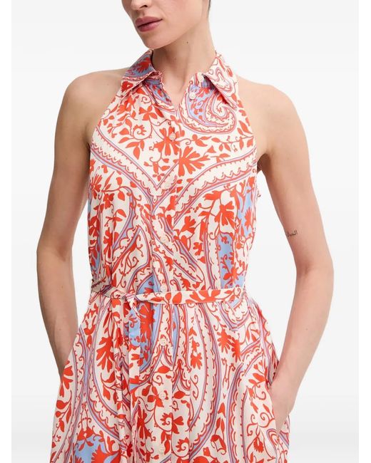 MARC AUREL Pink Collar Floral-Print Maxi Dress
