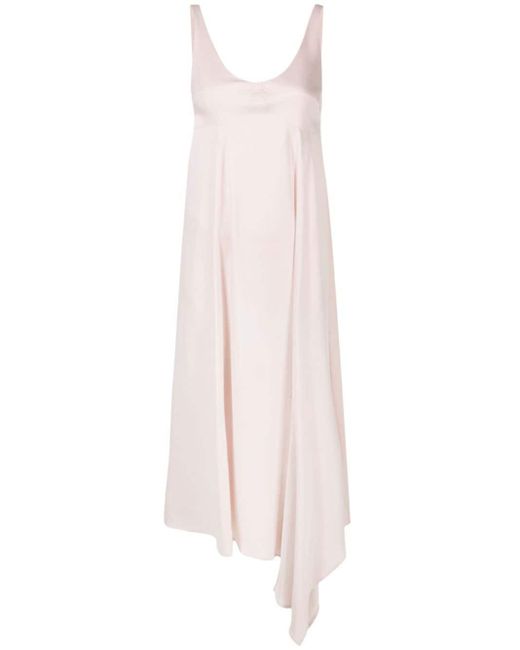 Aeron Pink V-neck Satin Midi Dress