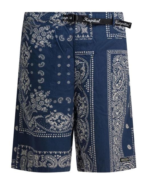 Kapital Blue Bandana Shorts for men