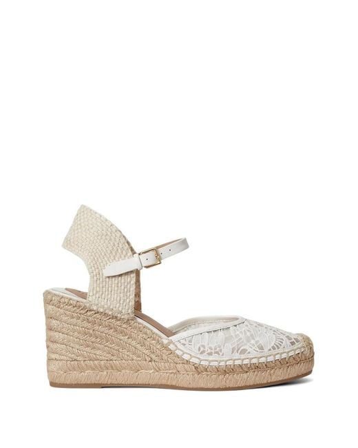 Ralph Lauren White Robby Lace Wedge Espadrilles