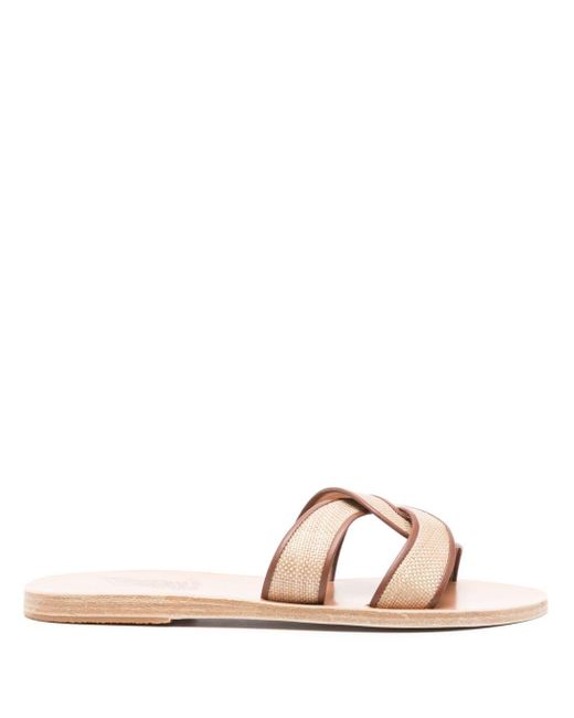 Ancient Greek Sandals Pink Interwoven-strap Slides