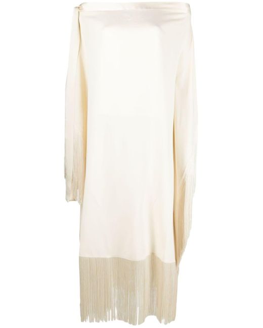 Robe frangée à col noué ‎Taller Marmo en coloris White