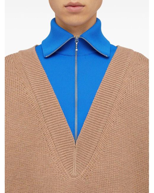 Jil Sander Blue Layered-design Wool-blend Jumper for men