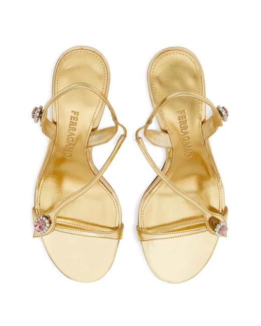 Ferragamo Natural Crystal-Embellished Sandals