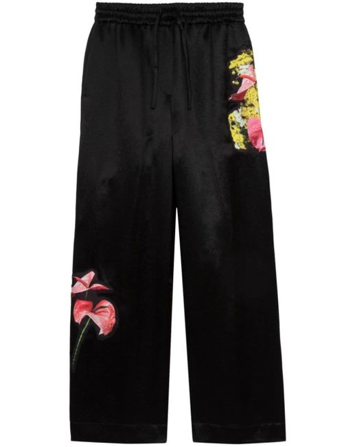 3.1 Phillip Lim Black Floral-appliqué Wide-leg Trousers