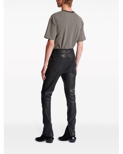 Balmain Gray Padded Leather Trousers for men