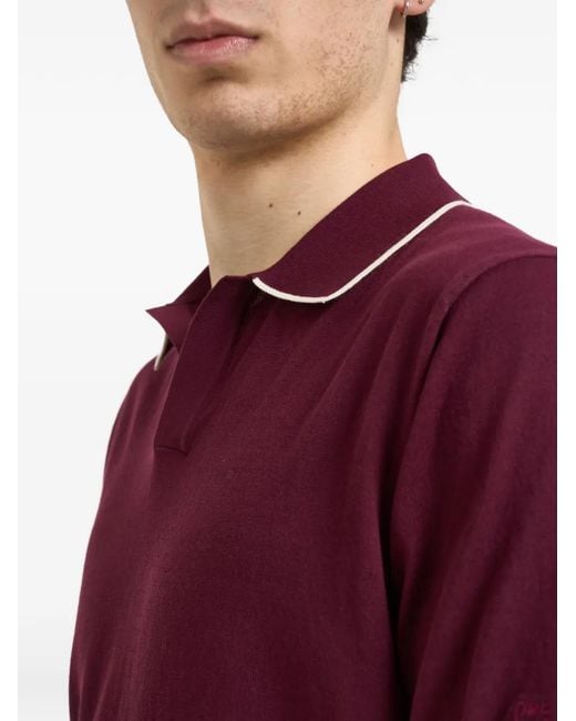 Mc2 Saint Barth Purple Sloan Contrast-Trim Polo Collar T-Shirt for men