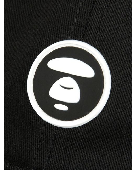 Aape By A Bathing Ape Black Moonface Logo-Patch Cap for men