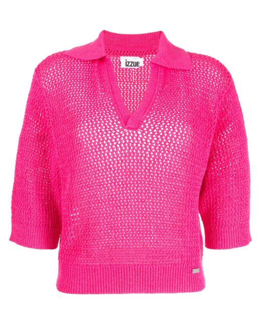 Jersey con cuello en V Izzue de color Pink