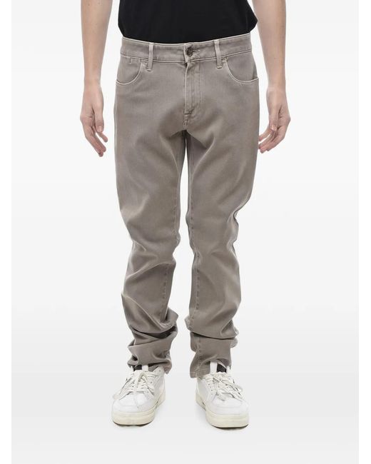 Corneliani Gray Logo-Patch Straight Jeans for men
