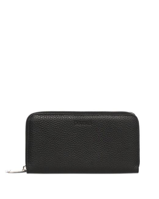 Doucal's Black Leather Continental Wallet for men