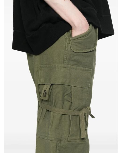 R13 Green Cotton Cargo Trousers