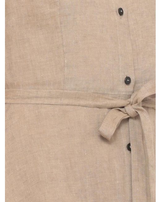 Antonelli Natural Belted Button-Down Midi Dress