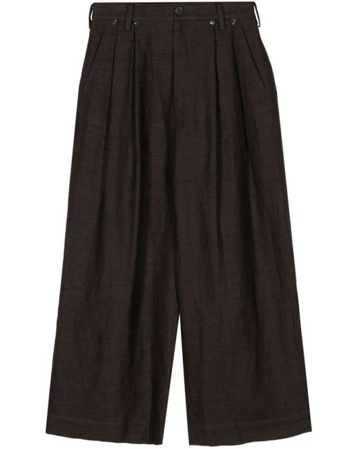 Linen wide-leg trousers di Ziggy Chen in Black da Uomo
