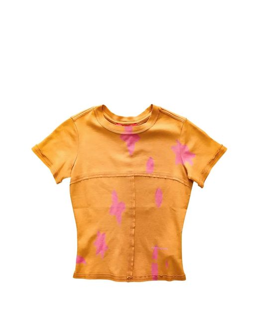 Eckhaus Latta Orange Abstract-Print T-Shirt