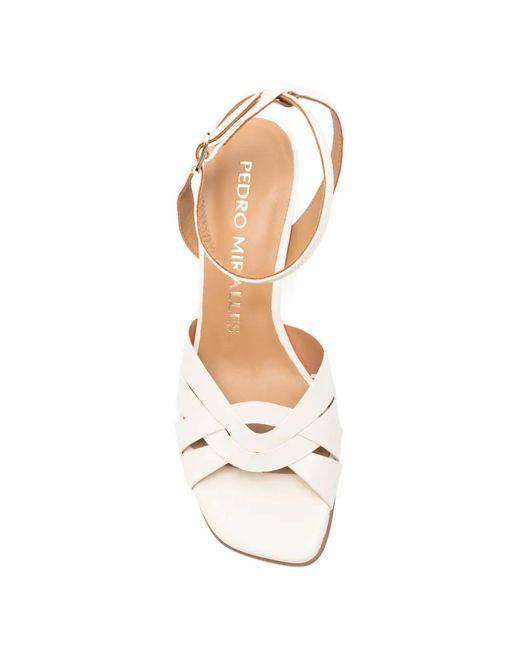 Pedro Miralles White Munera Square-Toe Sandals