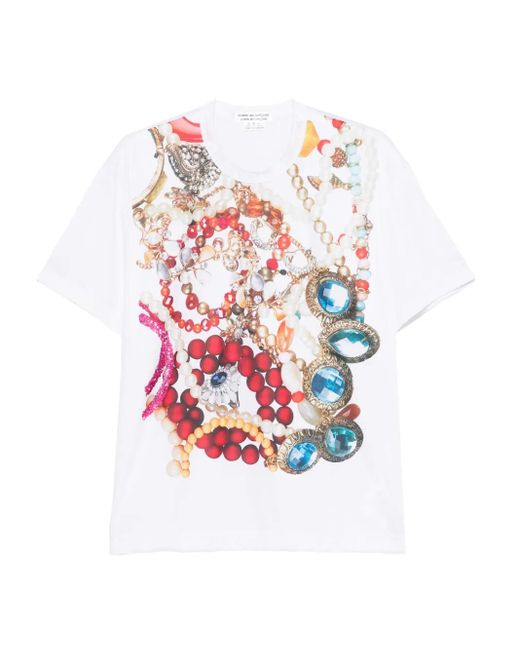 Comme des Garçons White Jewellery-Print T-Shirt