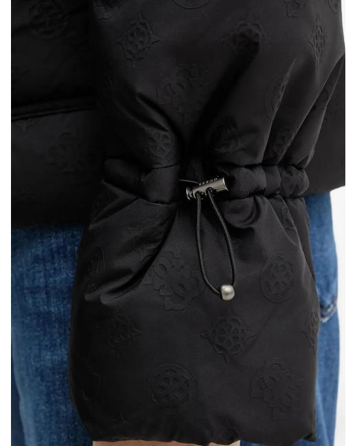 Guess Black Hooded Embossed Jacket
