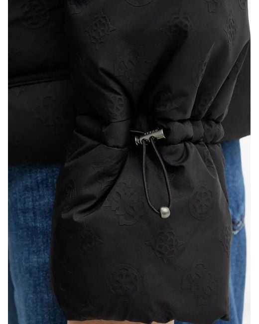 Guess Black Hooded Embossed Jacket