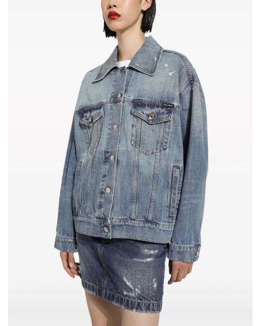 Dolce & Gabbana Blue `Flower Power` Denim Jacket
