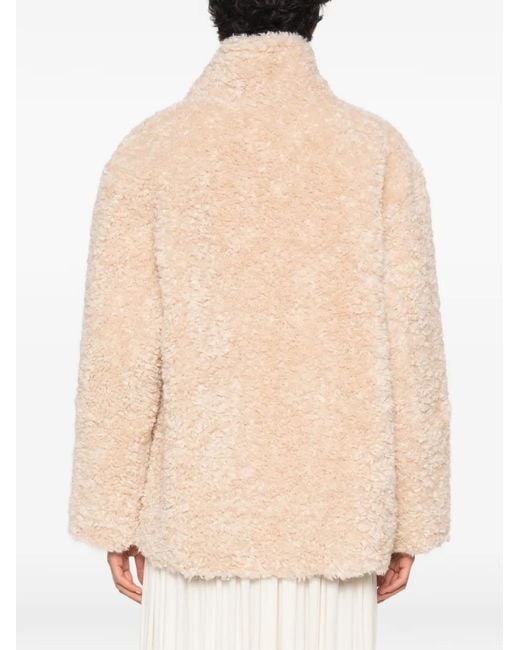 Source Unknown Natural Manuela Shawl-Collar Shearling Jacket