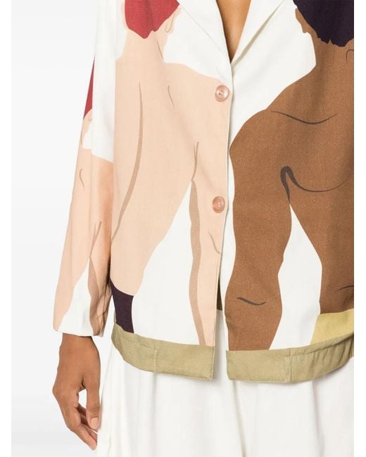 Amir Slama Pink Swimmer-Print Cotton Jacket