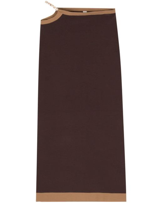 Sir. The Label Brown Salvador Beaded Fitted Midi Skirt