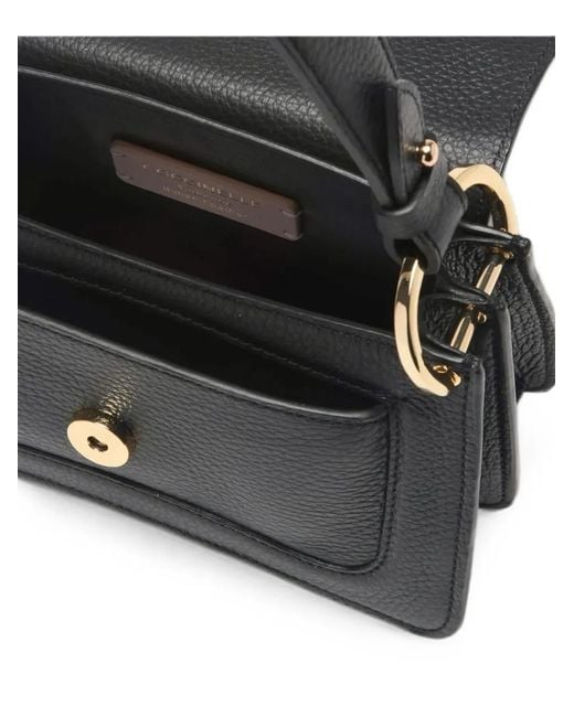 Coccinelle Black Mini Logo-Plaque Pebbled-Leather Tote Bag