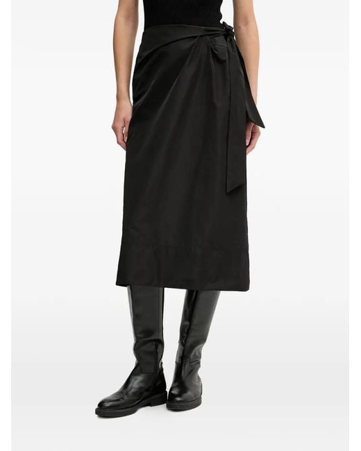 Sandro Ferrone Black Tie Wrap Midi Skirt