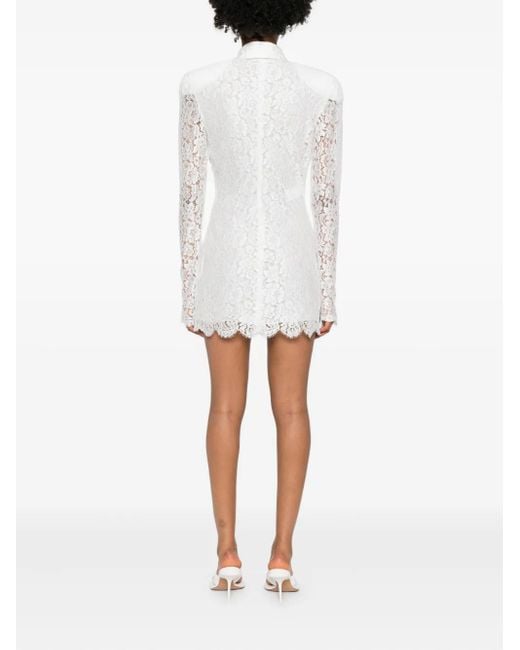 ROWEN ROSE Kanten Mini-Jurk Met Lange Mouwen in het White