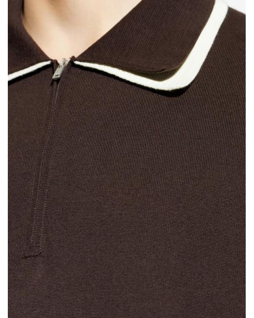 Jil Sander Brown Zip-Collar Polo Shirt for men