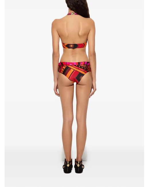 Emilio Pucci Red Vivara-Print Bandeau Bikini Top