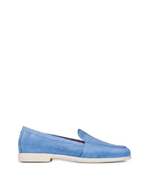 Santoni Blue Suede Slip-On Loafers